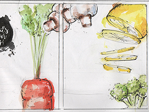 raamtekening, lijntekening op het raam