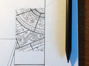 ontwerp schets muurschildering bloemenwinkel