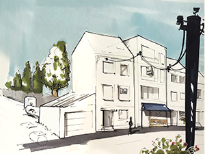 ontwerp schets architectuur street view