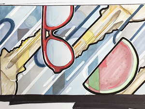 immo collage sleutels muurschildering