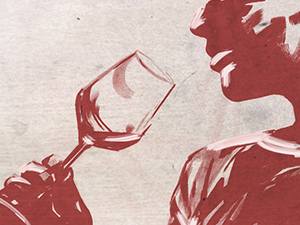 schilderij wijn proeven wijnproeverij